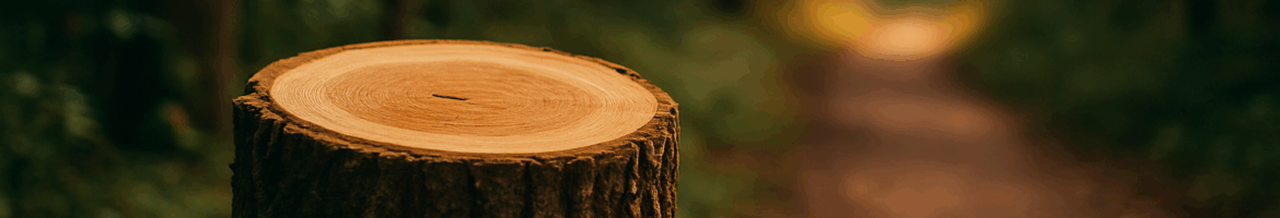 Wanderer auf einem Waldweg in warmem Licht, symbolisch für den respektvollen Umgang mit Natur und Bäumen
